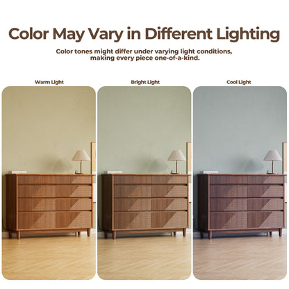 Pikvki Fluted 8 Drawer Dresser with Charging Station for Bedroom, 47.3" Modern Wide Chest of Drawers for Closet, Natural Oak