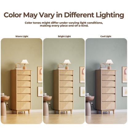 Pikvki Fluted 6 Drawer Dresser with Charging Station for Bedroom, 49" Modern Tall Narrow Chest of Drawers for Closet