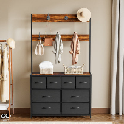Pikvki 68.9" H Tall Dressers with 8 Drawers Dresser for Bedroom with Charging Station and 6 Hooks Fabric Dressers & Chests of Drawers with Open Shelves