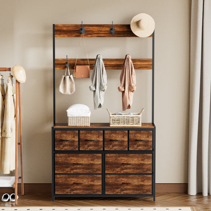 Pikvki 68.9" H Tall Dressers with 8 Drawers Dresser for Bedroom with Charging Station and 6 Hooks Fabric Dressers & Chests of Drawers with Open Shelves