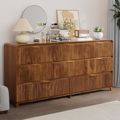 Pikvki Fluted 8 Drawers Dresser for Bedroom, 55.1" Wide Modern Chest of Drawers with Metal Handle, TV Stand for Living Room