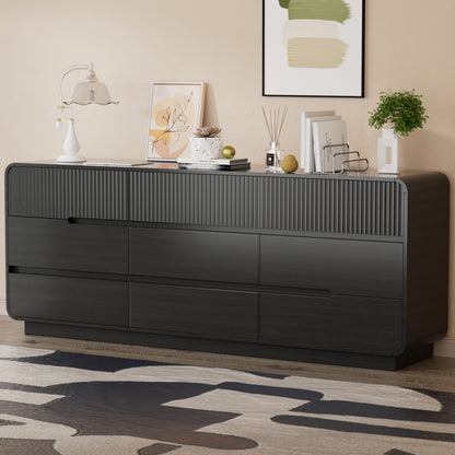 Pikvki 57.9" Wide 9 Drawer Dresser, Modern Fluted Wood Chest of Drawers with Anti-Tipping Device for Bedroom, Living Room