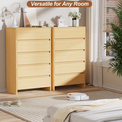 Pikvki 5 Drawer Dresser with Charging Station for Bedroom, 47" Modern Tall Chest of Drawers for Closet