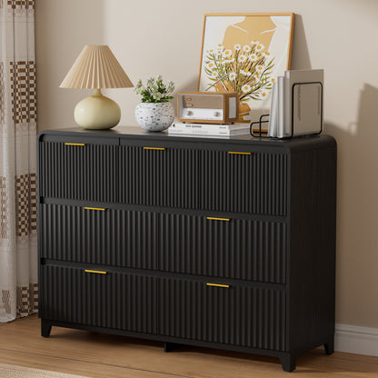 Pikvki Fluted 7 Drawers Dresser for Bedroom, 47.2" Wide Modern Chest of Drawers with Metal Handle, TV Stand for Living Room
