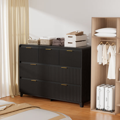 Pikvki Fluted 7 Drawers Dresser for Bedroom, 47.2" Wide Modern Chest of Drawers with Metal Handle, TV Stand for Living Room