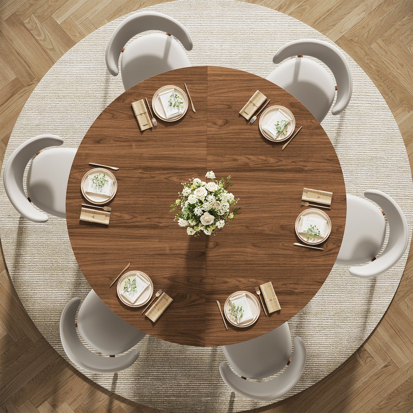 Pikvki Round Dining Table with Seorage Shelf, 3 Tier Circle Kitchen Table for Dining Room