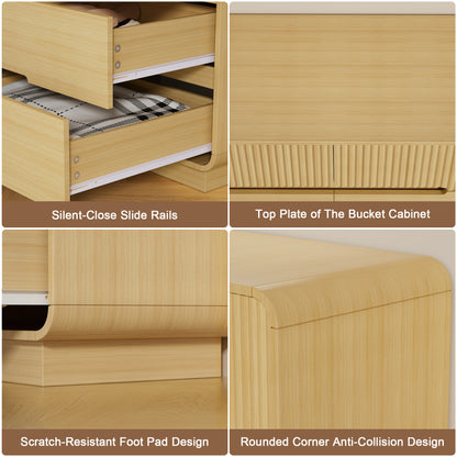 Pikvki 57.9" Wide 9 Drawer Dresser, Modern Fluted Wood Chest of Drawers with Anti-Tipping Device for Bedroom, Living Room