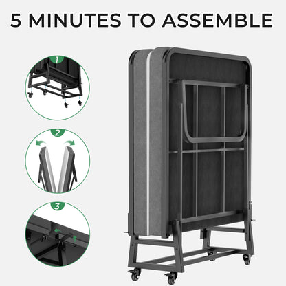 Pikvki Folding Bed with Mattress, Twin Foldable Bed, Roll Away Beds for Adults, 71.5 x 32 inch Portable Daybed for Guest Room, Camping