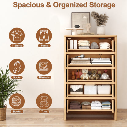 Pikvki 5 Drawer Dresser with Charging Station for Bedroom, 47" Modern Tall Chest of Drawers for Closet