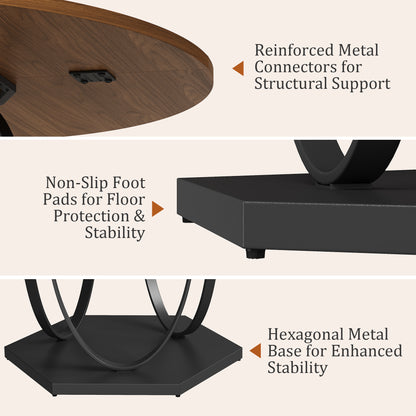 Pikvki Round Dining Table with Seorage Shelf, 3 Tier Circle Kitchen Table for Dining Room