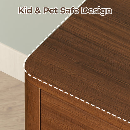 Pikvki Nightstand with Charging Station Set of 2, Modern Bedside Table End Table with LED Lights & 2 Drawer for Bedroom, Living Room