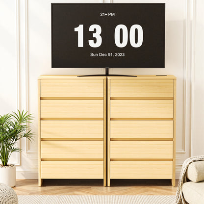 Pikvki 5 Drawer Dresser with Charging Station for Bedroom, 47" Modern Tall Chest of Drawers for Closet