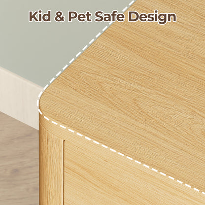 Pikvki Nightstand with Charging Station Set of 2, Modern Bedside Table End Table with LED Lights & 2 Drawer for Bedroom, Living Room