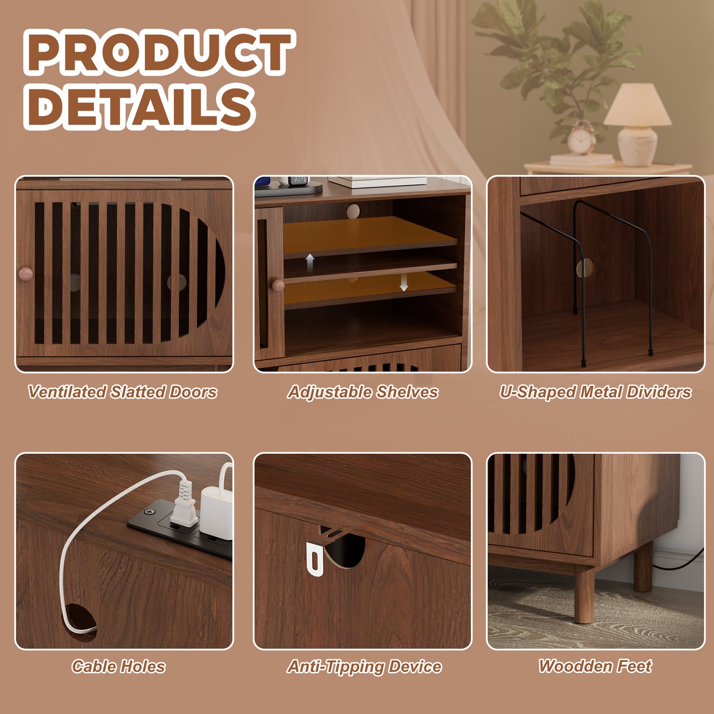 Pikvki Large Record Player Stand with Charging Station, Vinyl Record Cabinet, Wood Turntable Stand for Music Living Room