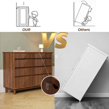 Pikvki Fluted 8 Drawer Dresser with Charging Station for Bedroom, 47.3" Modern Wide Chest of Drawers for Closet, Natural Oak