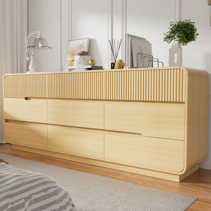 Pikvki 57.9" Wide 9 Drawer Dresser, Modern Fluted Wood Chest of Drawers with Anti-Tipping Device for Bedroom, Living Room