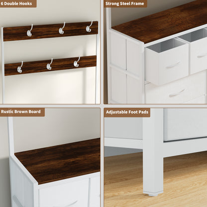 Pikvki 68.9" H Tall Dressers with 8 Drawers Dresser for Bedroom with Charging Station and 6 Hooks Fabric Dressers & Chests of Drawers with Open Shelves